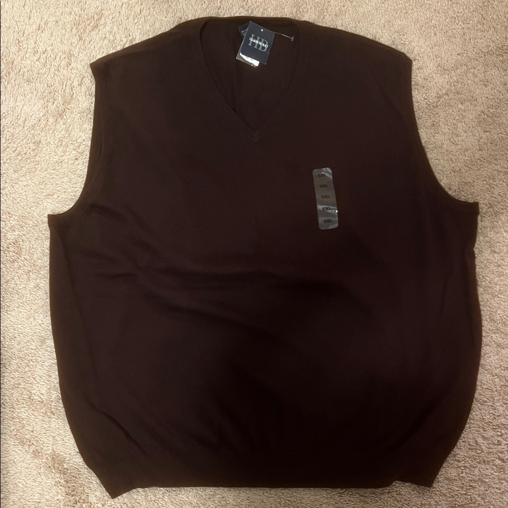 Harbor Bay Men's Chocolate V-Neck Sweater Vest
